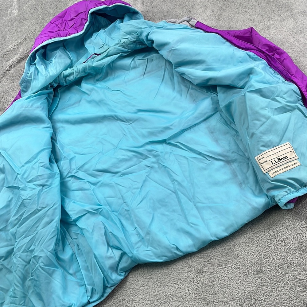 LL Bean 14/16 Purple Blue Lightweight Full Zip Hooded Jacket - Picture 6 of 16